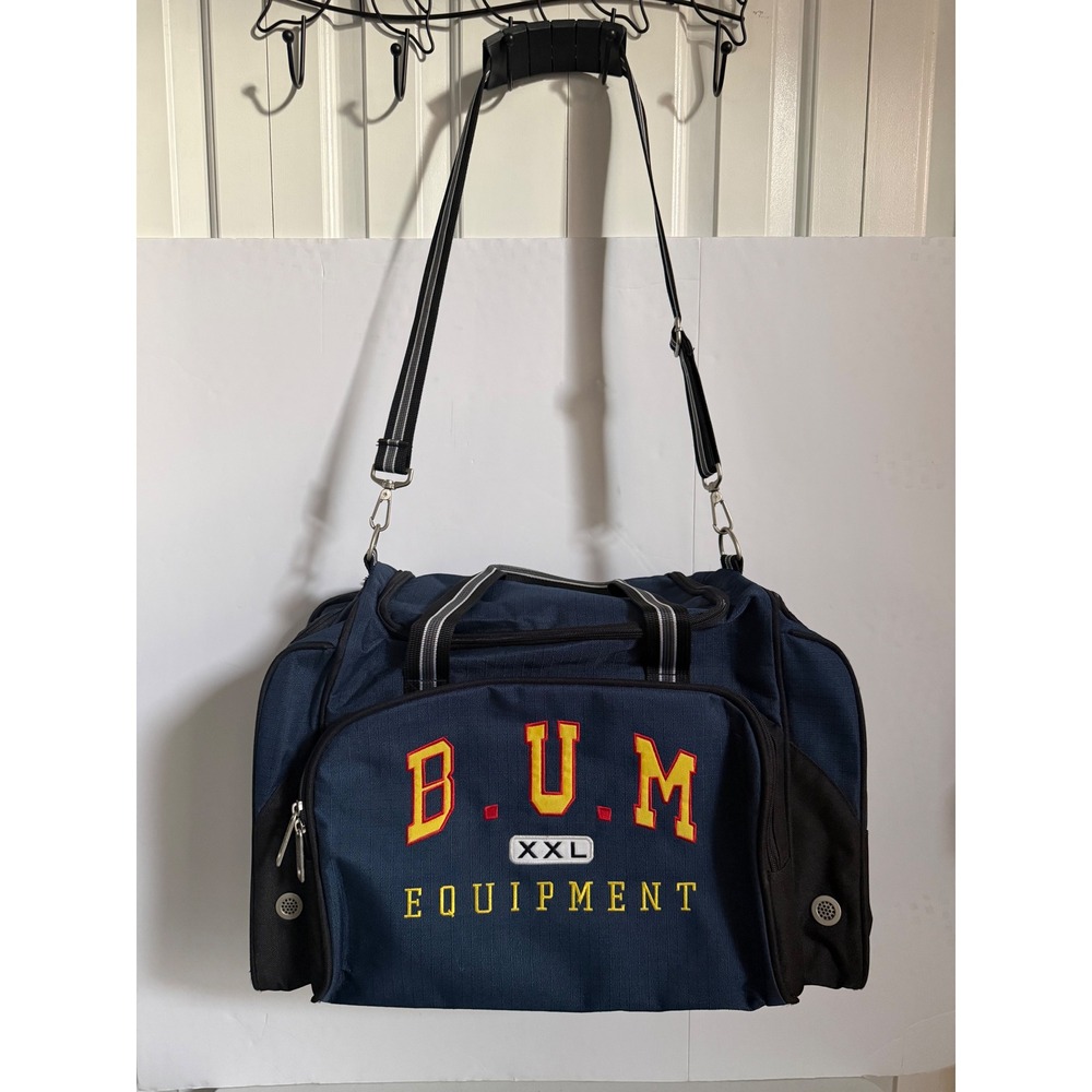 VTG B.U.M. Equipment XXL Duffel Bag Navy Blue Ripstop Nylon Travel Gym Bag